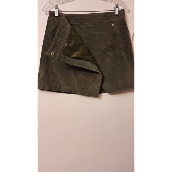 NWT BLANKNYC GREEN LEATHER SUEDE WRAP MINI CLASSIC Y2K BOHO SKIRT WOMEN SIZE 26 - Picture 6 of 8
